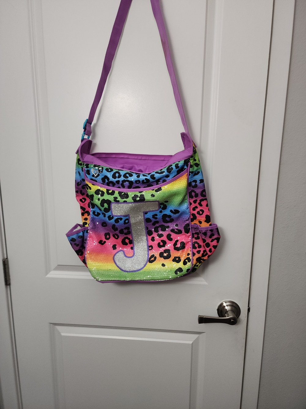 5/$30 Justice Bright Purple Interior Tote Bag